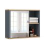 Bathroom cabinet, wall-mounted, with mirrored doors, gray, 60.96 × 50.8 × 20.32 cm