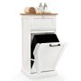 Bathroom cabinet, with laundry basket, White