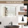 Bathroom mirror with LED lighting, 3 light temperatures, 60 × 40 × 3.5 cm