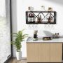 Wine rack, wall-mounted, for 39 bottles and 12 glasses, 100.33 × 45.72 × 25.4 cm