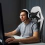 Gaming chair, adjustable backrest and footrest, 72 × 72 × 128–137 cm