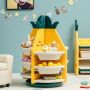 Toy storage shelf, 8 bins, 4 shelves, Yellow/green/white, 74 × 105 × 74 cm