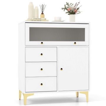 Kumode 80x40x95,5 cm, baltas/zelta krāsas