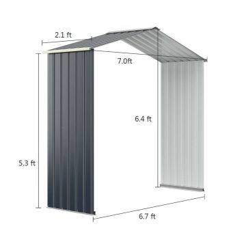 Dārza novietnes pagarinājuma jumts 213x195x64cm, tumši pelēkas krāsas