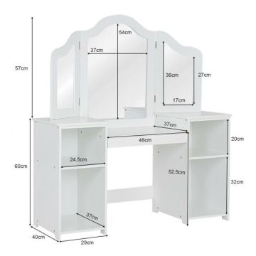 Bērnu tualetes galdiņš 107x40x117cm, baltas krāsas