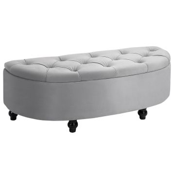 Mīksts sols ar mantu kasti Homcom 120x46x42cm, pelēkas/melnas krāsas