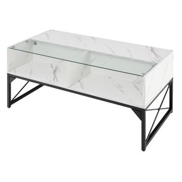 Kafijas galds 105x55x50 cm, baltas/melnas krāsas