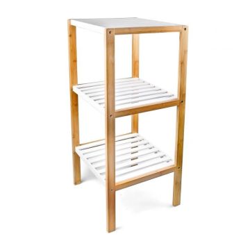 Vannas istabas plaukts ar 3 plauktiem 80x33x34cm., gaiši brūns/balts