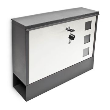 Pastkaste ar 3 kastēm 30x36x10cm, pelēka/balta