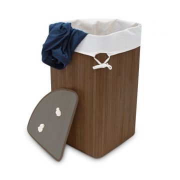 Veļas grozs 65x49.5x37cm, 60l., brūns/balts