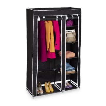 Auduma skapis 174x107x42,5cm., melns/balts