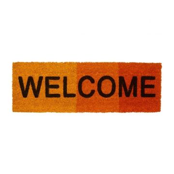 Durvju paklājiņš "Welcome" 75x25 cm., dzeltenas/oranžas/sarkanas krāsas