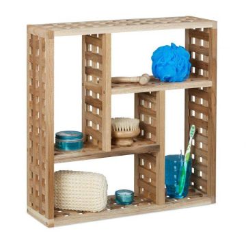 Piekarināms vannas istabas plaukts ar 5 nodalījumiem 50x50x15cm., gaiši brūns