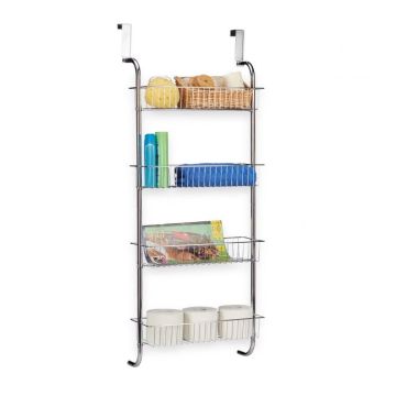 Piekarināms vannas istabas plaukts ar 4 plauktiem 112x45x23cm., sudraba krāsā