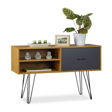Kumode ar 1 nodalījumu 62x100x38cm., pelēka/gaiši brūna/melna