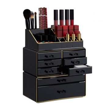 Grima organizators ar atvilktnēm 30x24x14cm., melnā/zelta krāsā