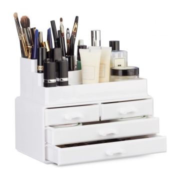 Grima organizators ar atvilktnēm 19x23,5x14cm., baltā krāsā