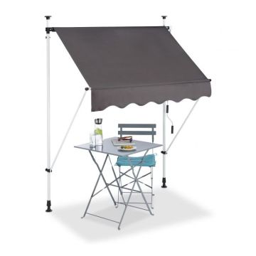 Automātiski izvelkama nojume 150x120cm, tumši pelēka/balta/melna