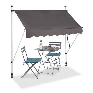 Automātiski izvelkama nojume 200x120cm, tumši pelēka/balta/melna