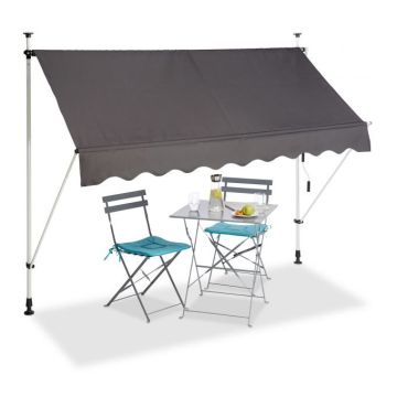 Automātiski izvelkama nojume 250x120cm, tumši pelēka/balta/melna