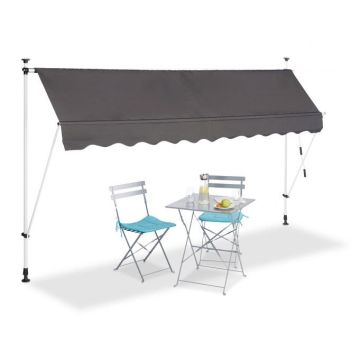 Automātiski izvelkama nojume 300x120cm, tumši pelēka/balta/melna