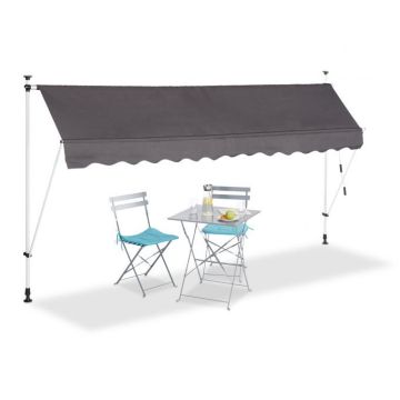 Automātiski izvelkama nojume 350x120cm, tumši pelēka/balta/melna