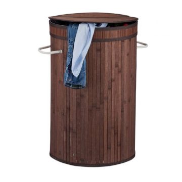 Veļas grozs 63x40cm, 65l., tumši brūns/balts