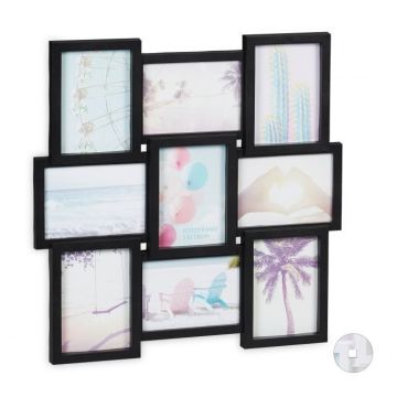 9 fotoattēlu kolāža 54x54x2,5 cm, melnā krāsā