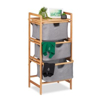 Vannas istabas plaukts ar veļas grozu 96x44x34,5 cm, pelēks/gaiši brūns