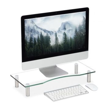 Caurspīdīgs monitora statīvs 56x24cm., sudraba krāsā