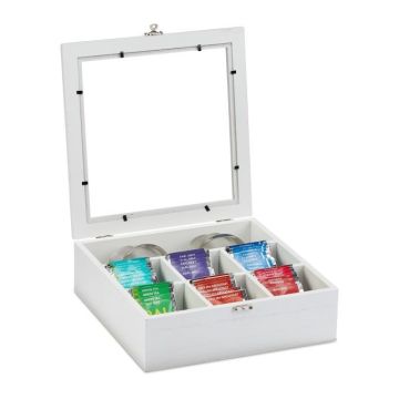 Tējas maisiņu organizators 8x25x25,5cm., baltā/sudraba krāsā