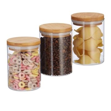 Komplektā 3 caurspīdīgi konteineri beztaras produktiem 14x9,5cm, 0,6L, gaiši brūns