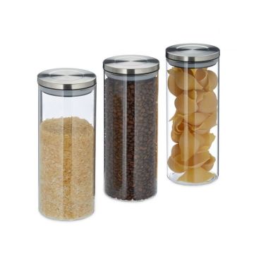 Komplektā 3 caurspīdīgi konteineri beztaras produktiem 24x9,5cm, 1,5L., sudraba krāsā