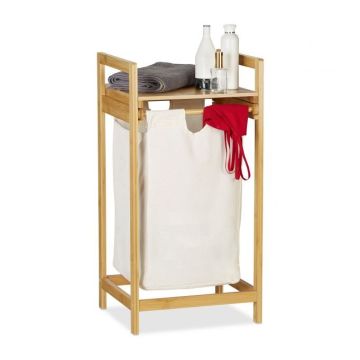 Vannas istabas plaukts ar veļas grozu 73x37x33cm, gaiši brūns/balts