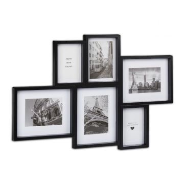 6 fotoattēlu kolāža 51x75,5x2,5 cm, melnā krāsā