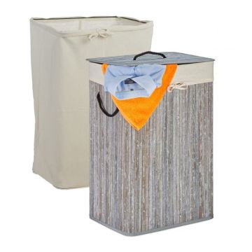 Veļas grozs 66x44x34cm, 80l., pelēks/balts