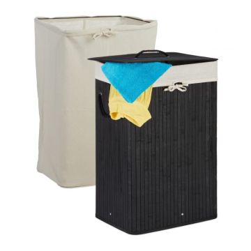 Veļas grozs 66x44x34cm, 80l., melns/balts