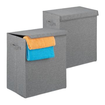 2 veļas grozu komplekts 50,5x45x30,5cm, 61l., pelēks