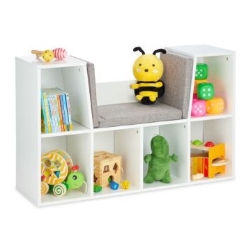 Книжная полка 63x103x30см., серый/белый