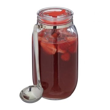 Caurspīdīgs konteiners beztaras produktiem ar karoti 24x20x13cm, 2L., sudraba krāsā