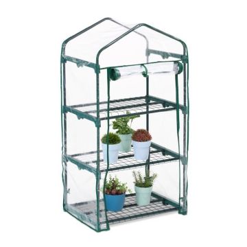Caurspīdīga mini siltumnīca stādiem 122x64x45cm, tumši zaļa krāsa