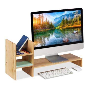 monitora statīvs ar 3 plauktiem 30x67x20cm., gaiši brūns