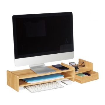 Monitora statīvs ar uzglabāšanas kastēm 12x70x19cm., gaiši brūnā krāsā