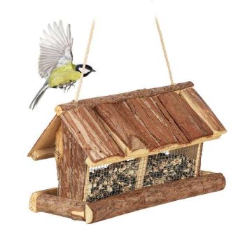 Кормушка для птиц 19x31,5x16 см., коричнево-серебристого цвета