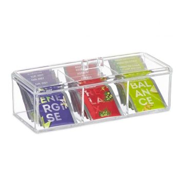 Caurspīdīgs tējas maisiņu organizators 9x23x9,5cm.
