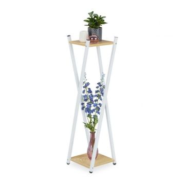 Подставка для цветов с 2 полками 99x29x29см., белый/светло-коричневый