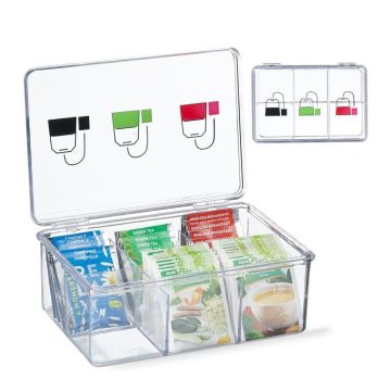 Caurspīdīgs tējas maisiņu organizators 9x21,5x15cm., zaļš/sarkans/melns