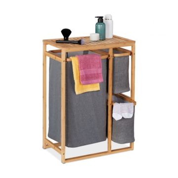 Vannas istabas plaukts ar veļas grozu 70x50x30,5 cm, gaiši brūns/pelēks