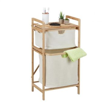 Vannas istabas plaukts ar veļas grozu 85x44x33cm, krēmkrāsas/gaiši brūns