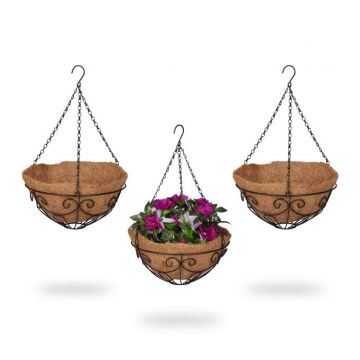 Komplektā 3 piekaramie podi 48x31cm., melns/gaiši brūns/sudrabs